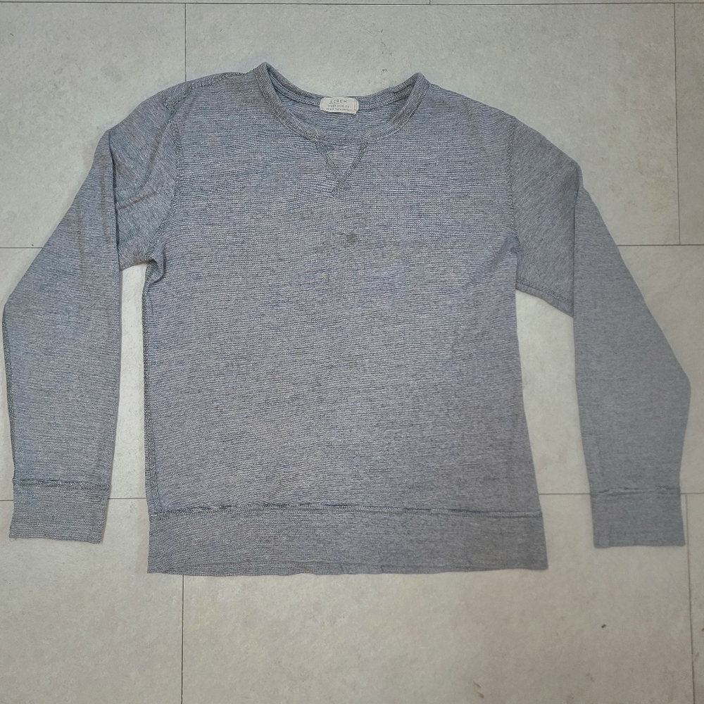 J. Crew Cotton Twisted Jaspe Rib Long Sleeve Shirt Blue Gray 100% Cotton